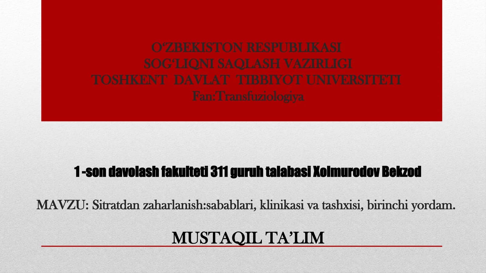 Sitratdan zaharlanish sabablari, klinikasi va klinikasi tashxisi