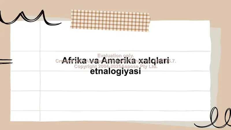 Afrika va Amerika xalqlari etnalogiyasi