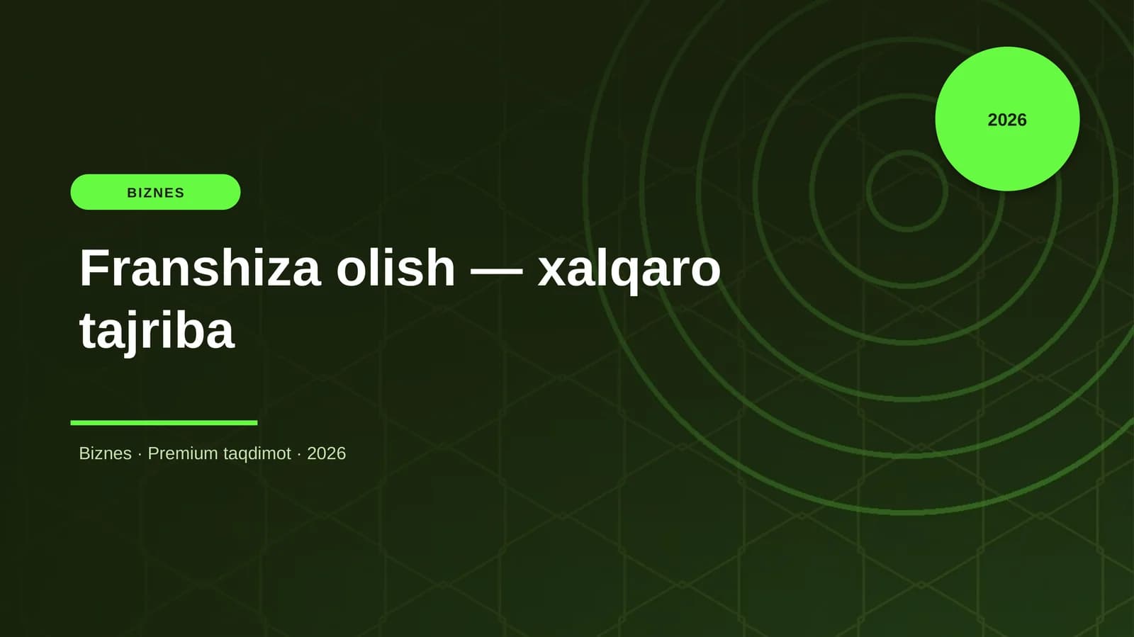 Franshiza olish — xalqaro tajriba