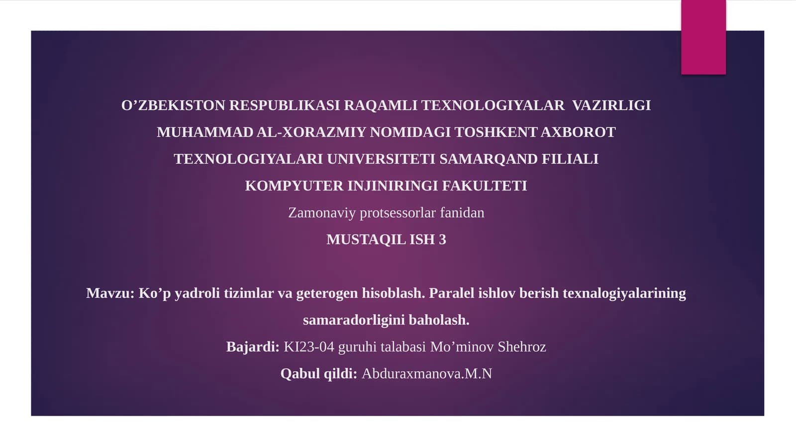 MUSTAQIL ISH3
