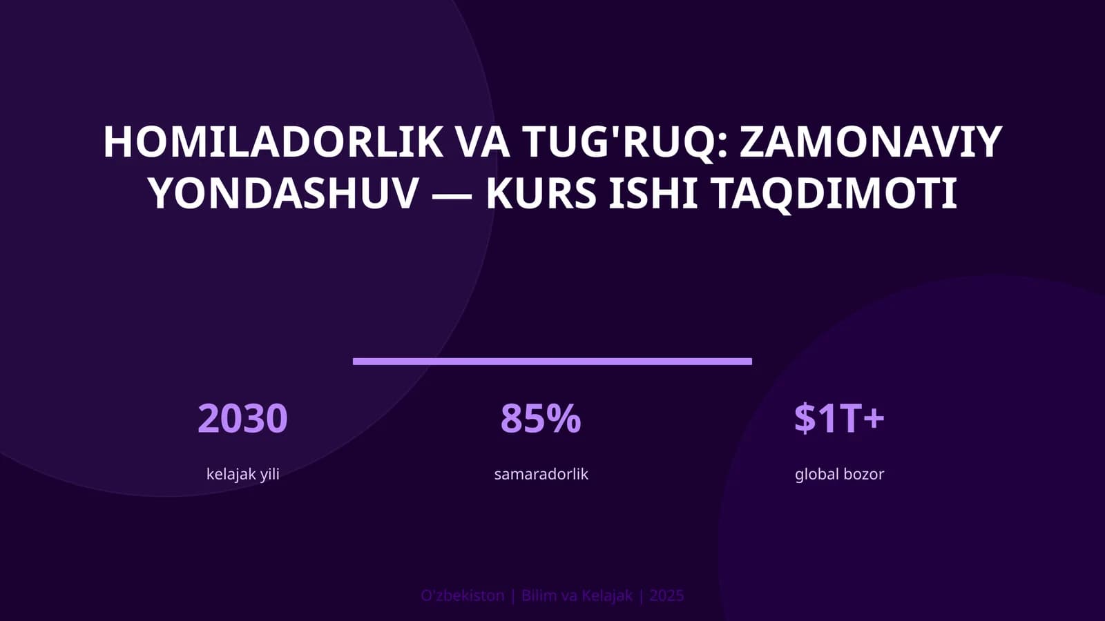 Homiladorlik va tug'ruq: Zamonaviy Yondashuv — Kurs Ishi Taqdimoti