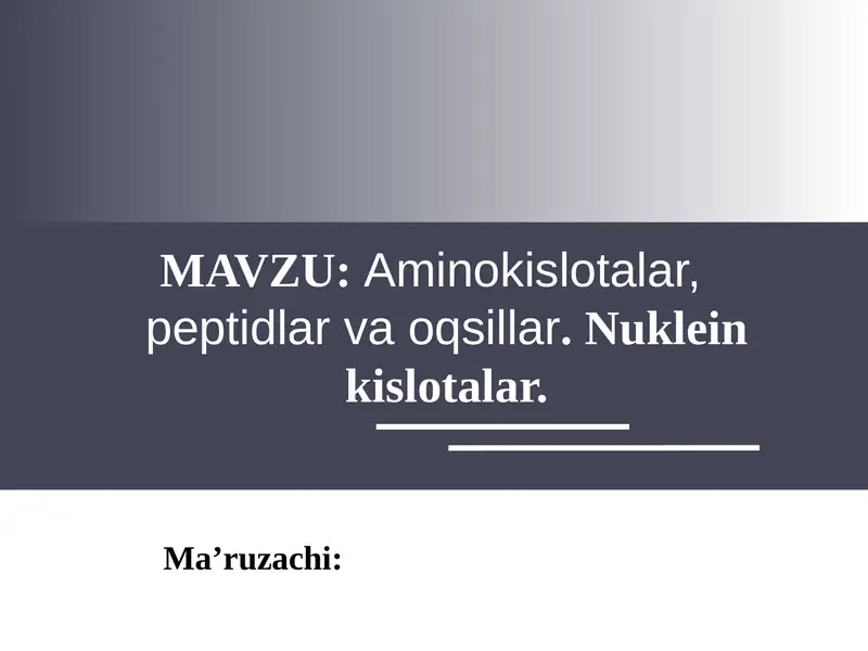 MONO AMINO DIKARBON KISLOTALAR