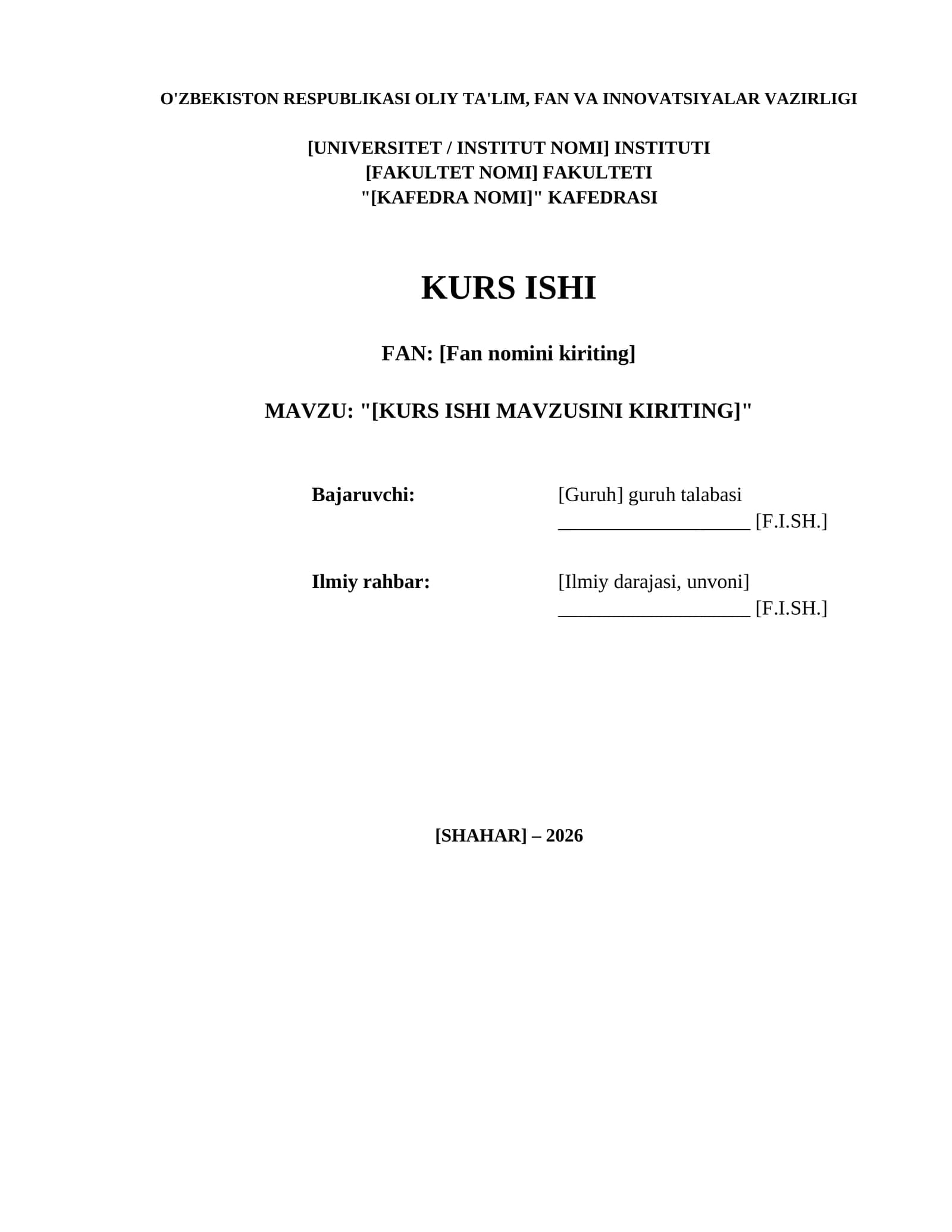 Kurs Ishi shablon