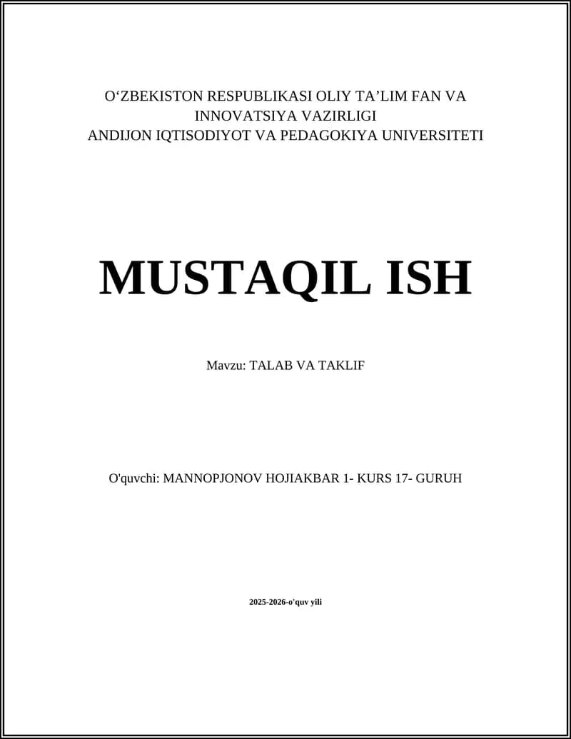 Talab va Taklif