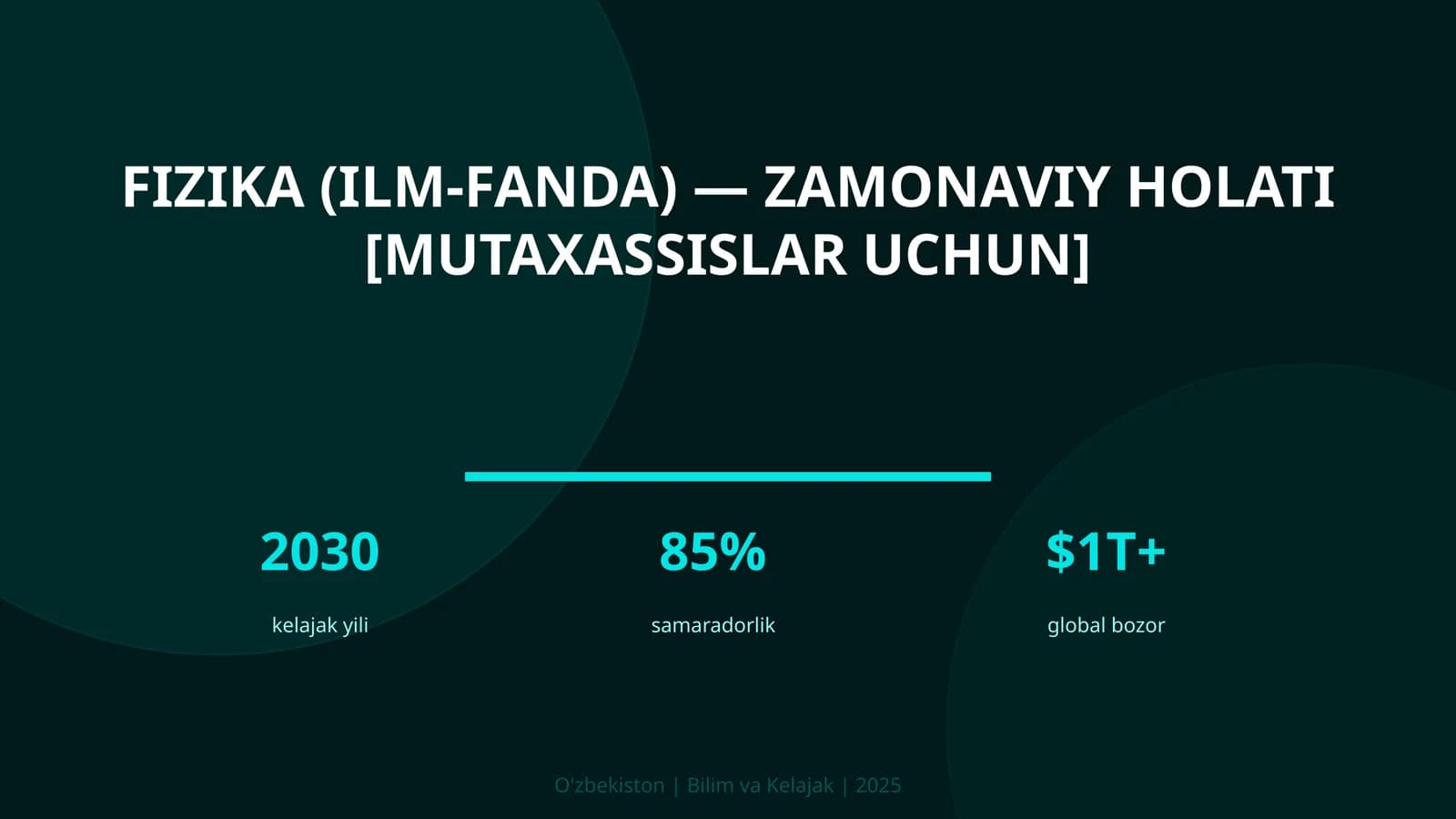 FIZIKA (ILM-FANDA) — ZAMONAVIY HOLATI [MUTAXASSISLAR UCHUN]