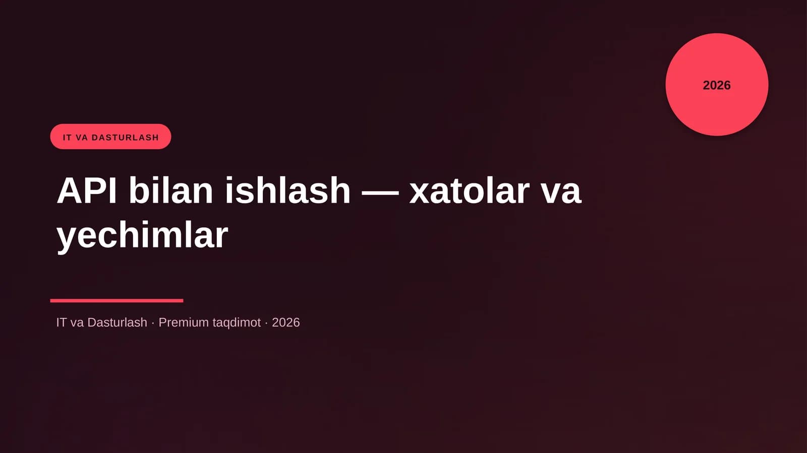 API bilan ishlash — xatolar va yechimlar