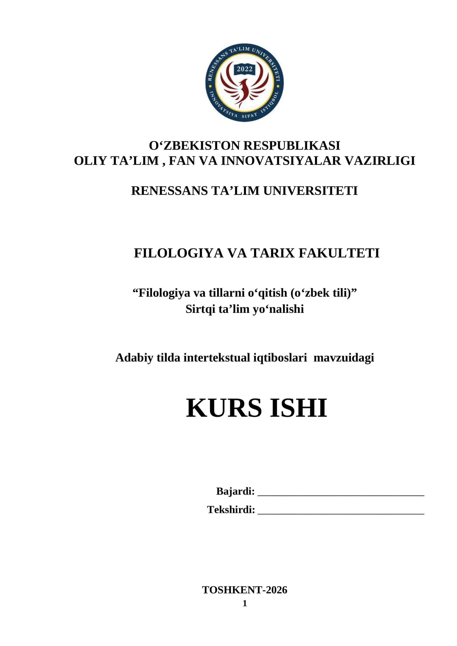 Adabiy Tilda Intertekstual Iqtiboslari