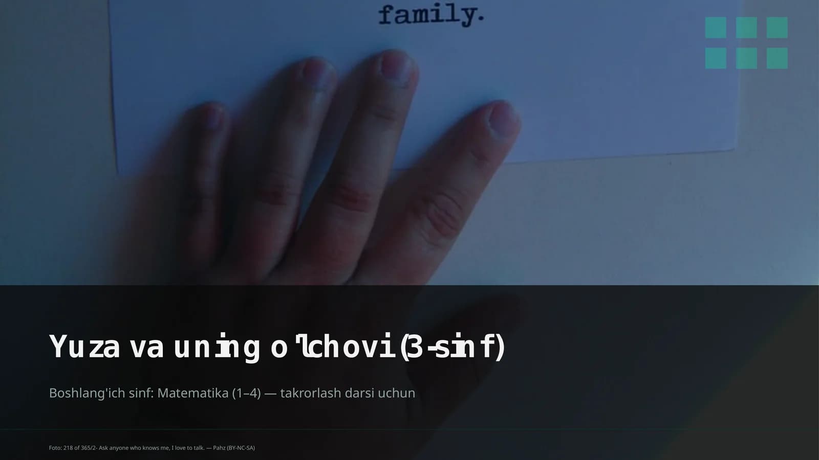 Yuza va uning o'lchovi (3-sinf)