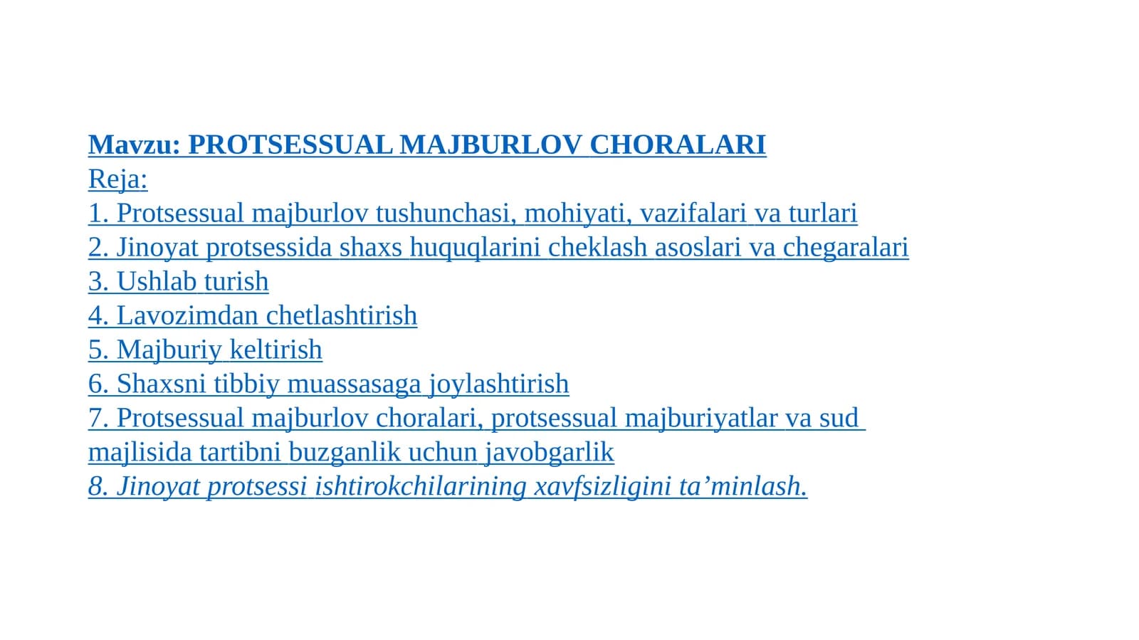 PROTSESSUAL MAJBURLOVCHORALARI