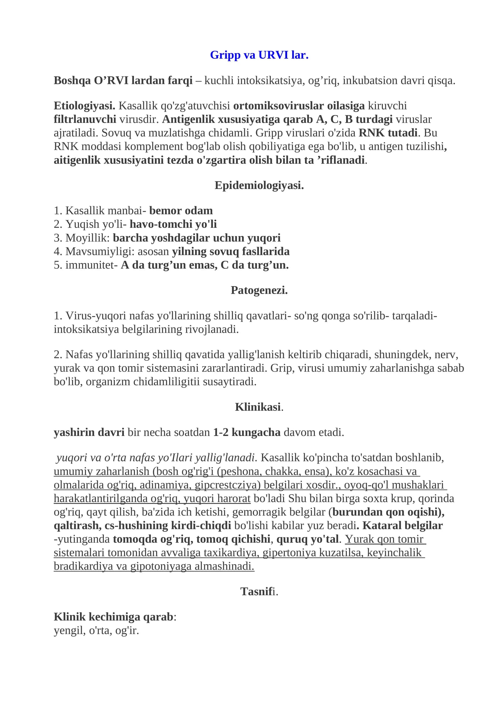 Gripp va URVI lar