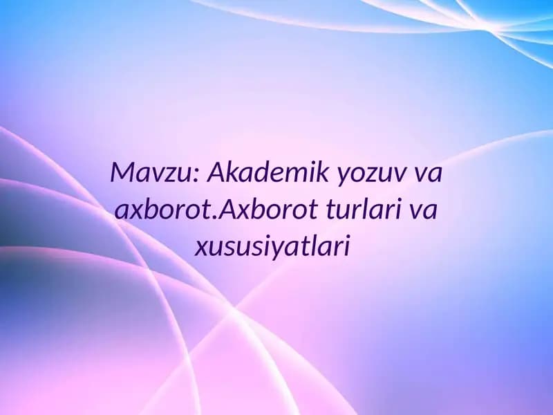 Akademik yozuv va axborot