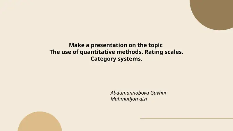 Introduction to quantitative methods in measurement
