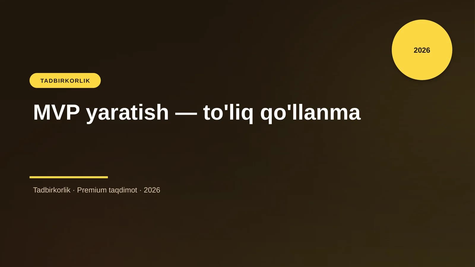 MVP yaratish — to'liq qo'llanma