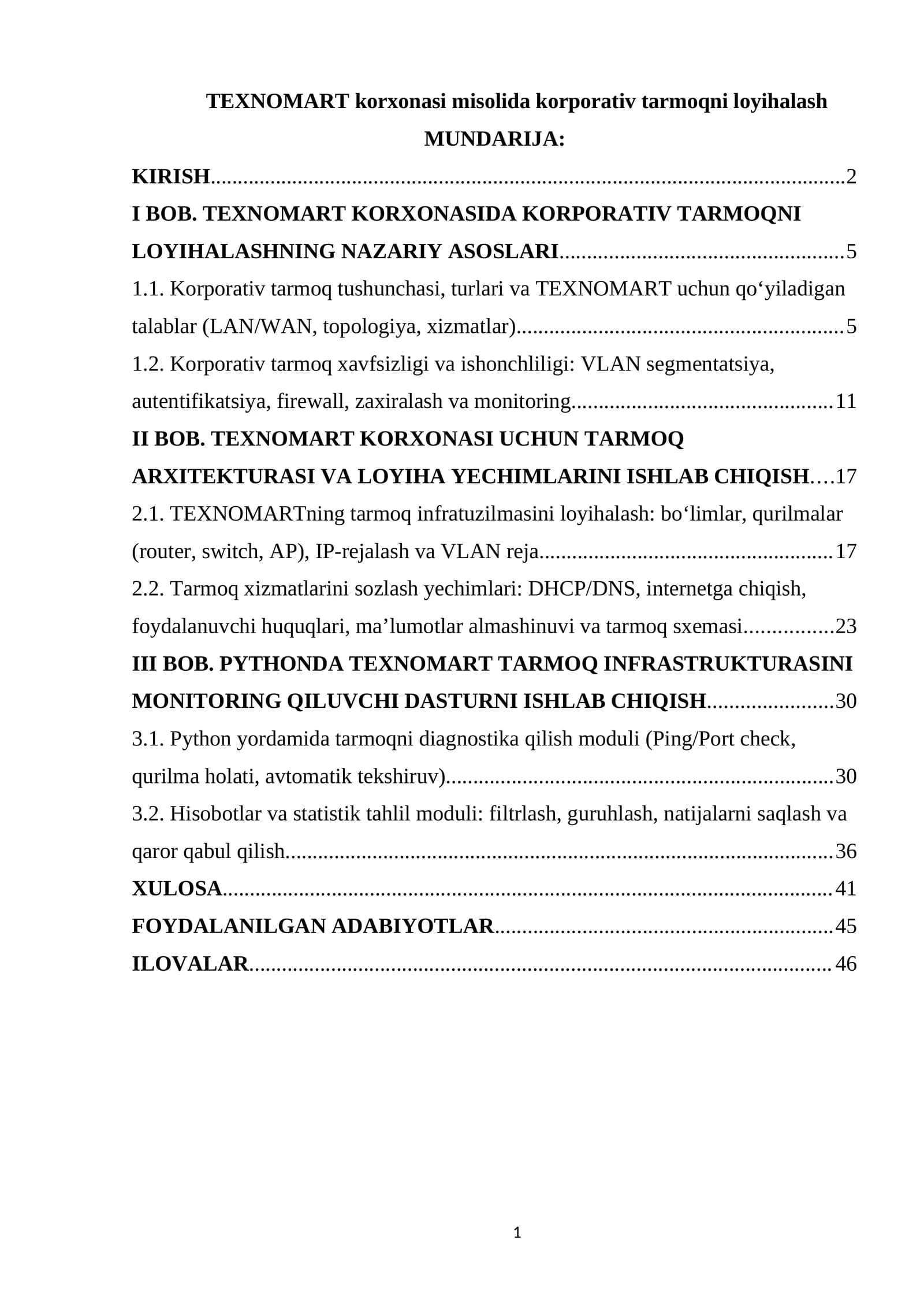 KORPORATIV TARMOQNI LOYIHALASH