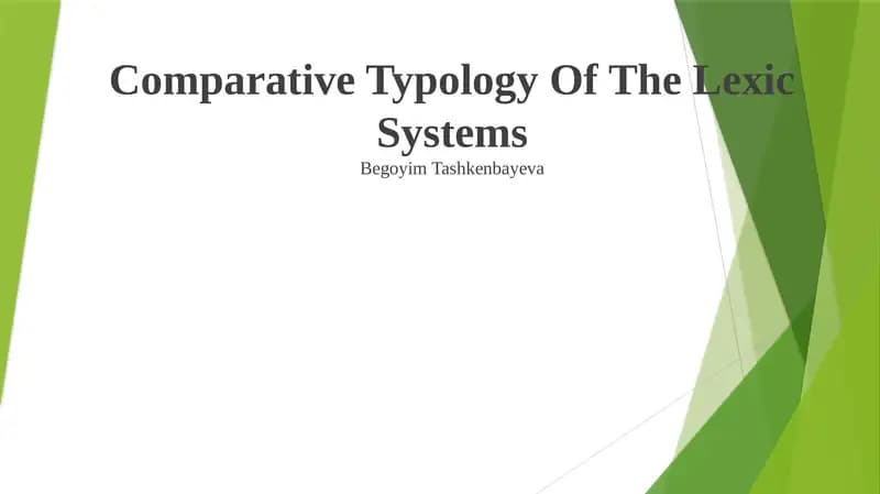 Comparative Typology Of The Lexic Systems
