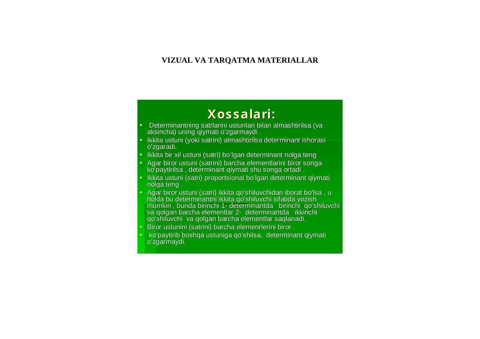 VIZUAL VA TARQATMA MATERIALLAR