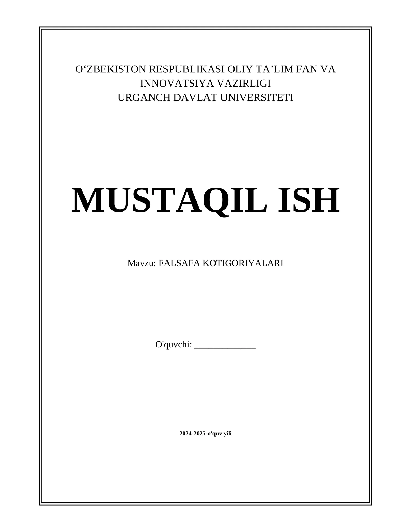 FALSAFA KOTIGORIYALARI