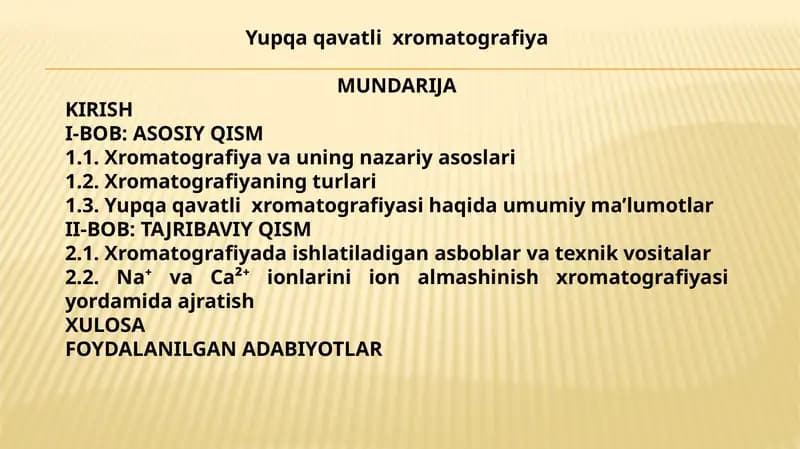 Yupqa qavatli  xromatografiya