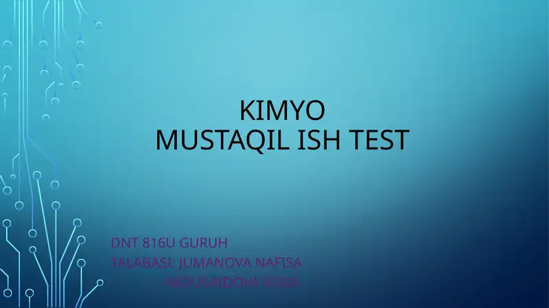 Kimyo Mustaqil ishtest