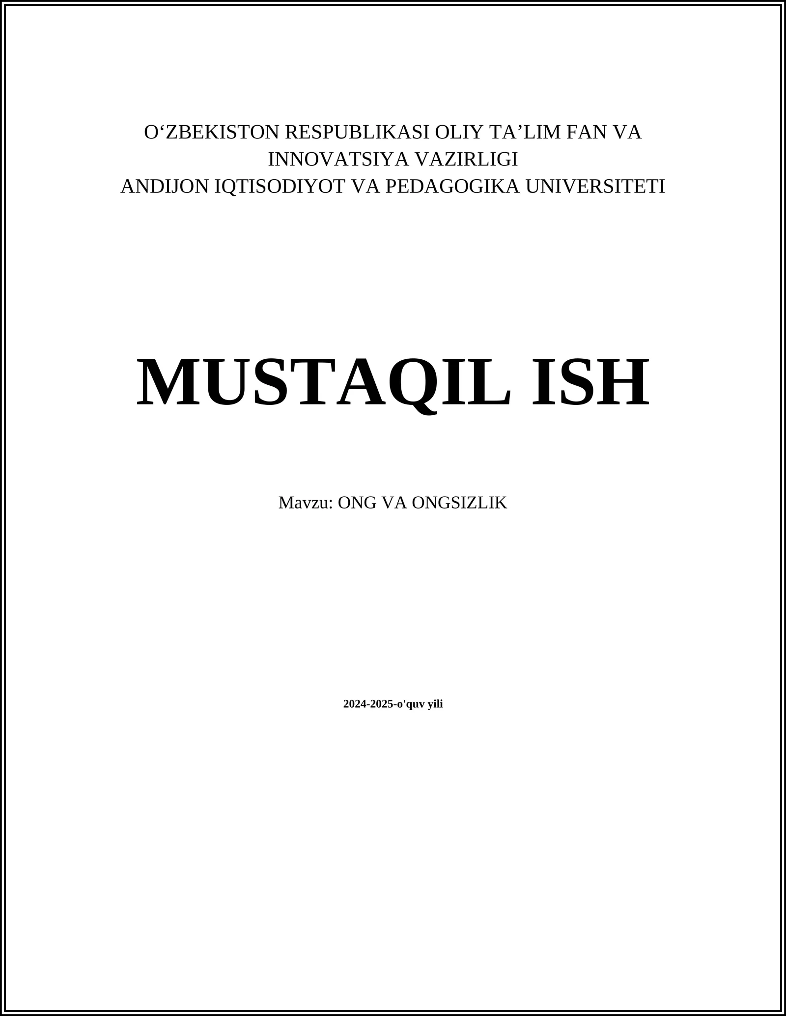 Ong va ongsizlik
