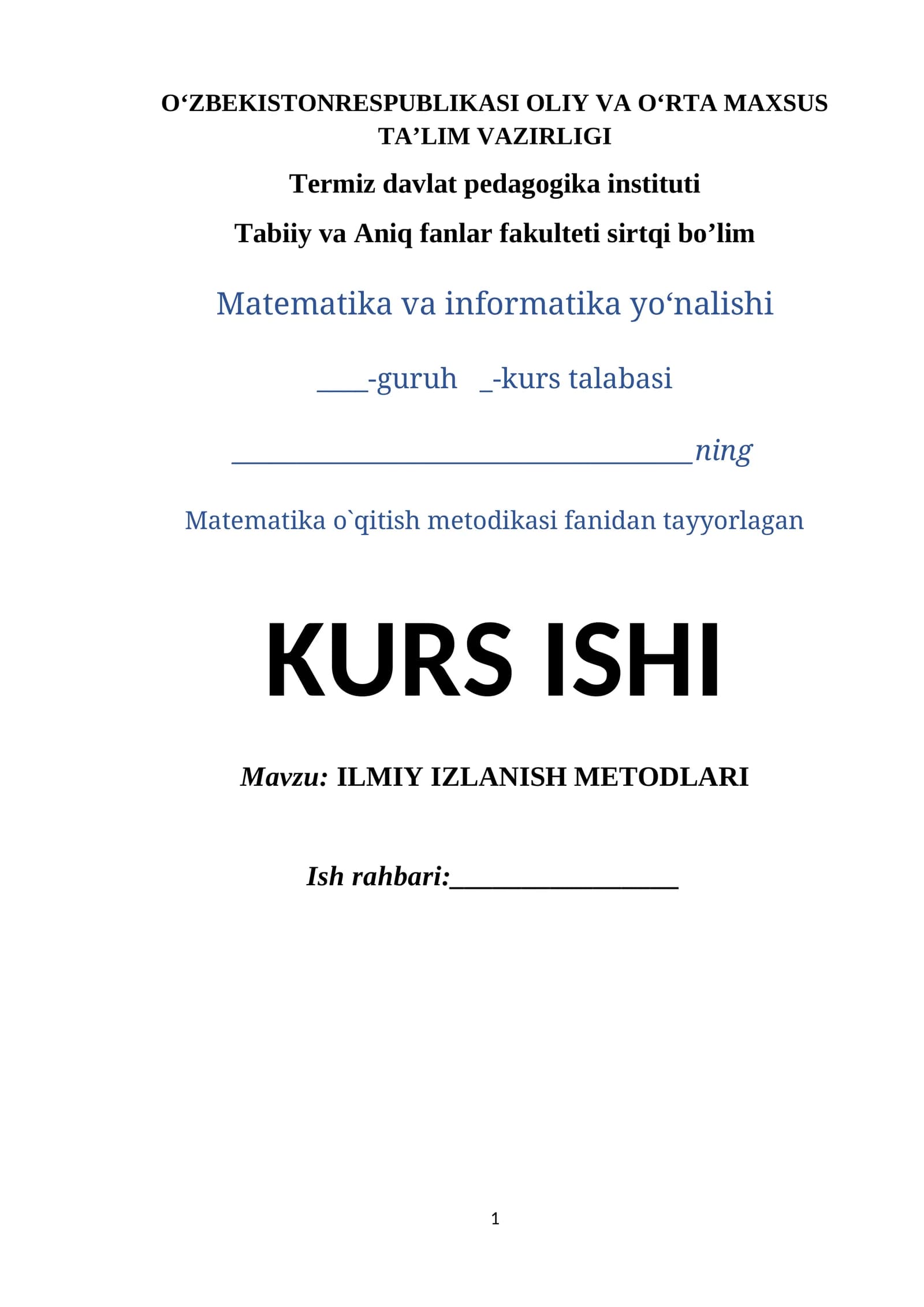 ILMIY IZLANISH METODLARI