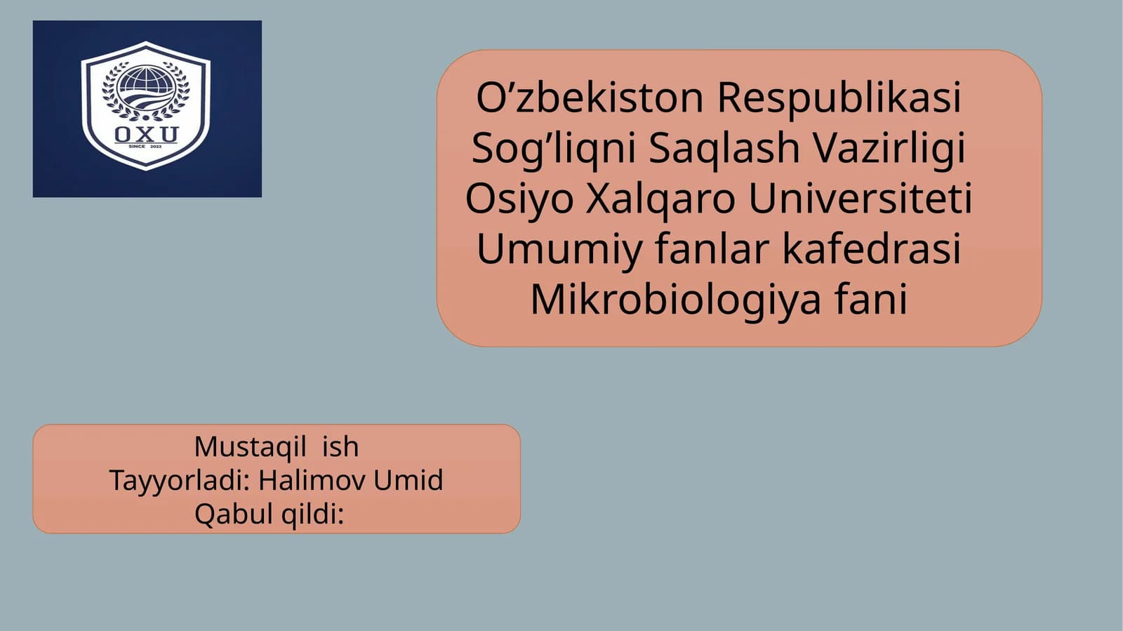 Mavzu: Bakteriyalarning antibiotiklarga chidamli shakllarini paydo bo`lish mexanizmlari haqida to'liq ma'lumot