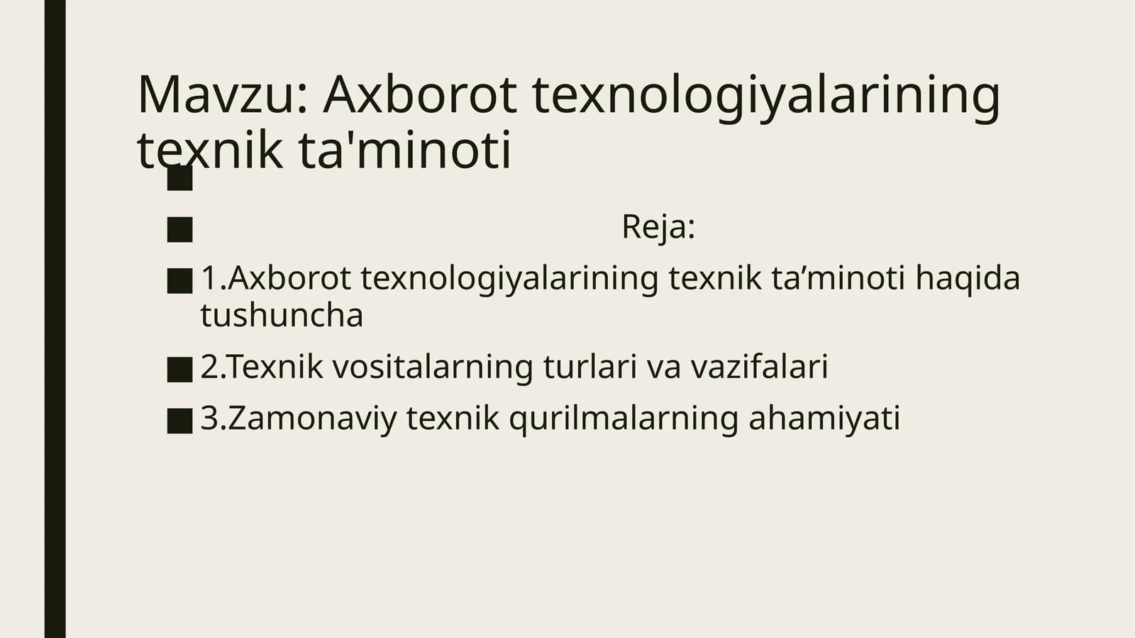 Axborot texnologiyalarining texnik ta'minoti