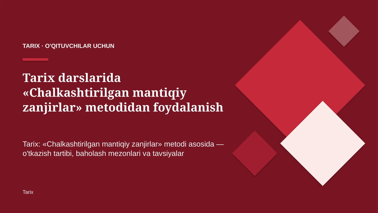 tarix darslarida chalkashtirilgan mantiqiy zanjirlar metodidan foydalanish 4580