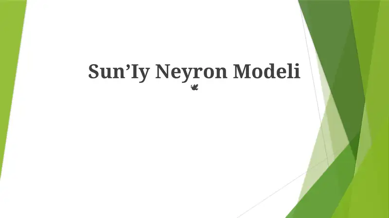 Sun'Iy Neyron Modeli