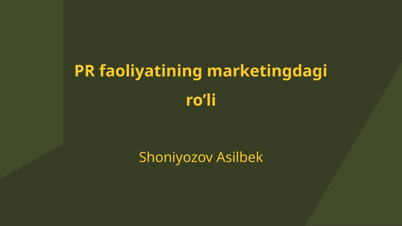 PR faoliyatining marketingdagi ro’li