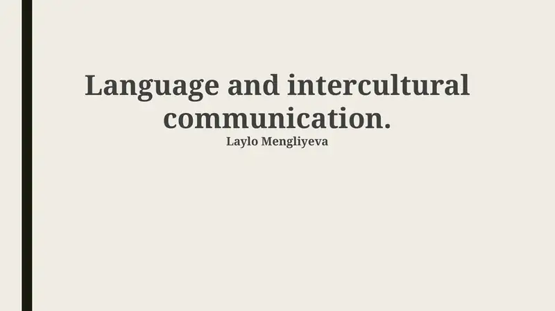 Language and Intercultural Communication