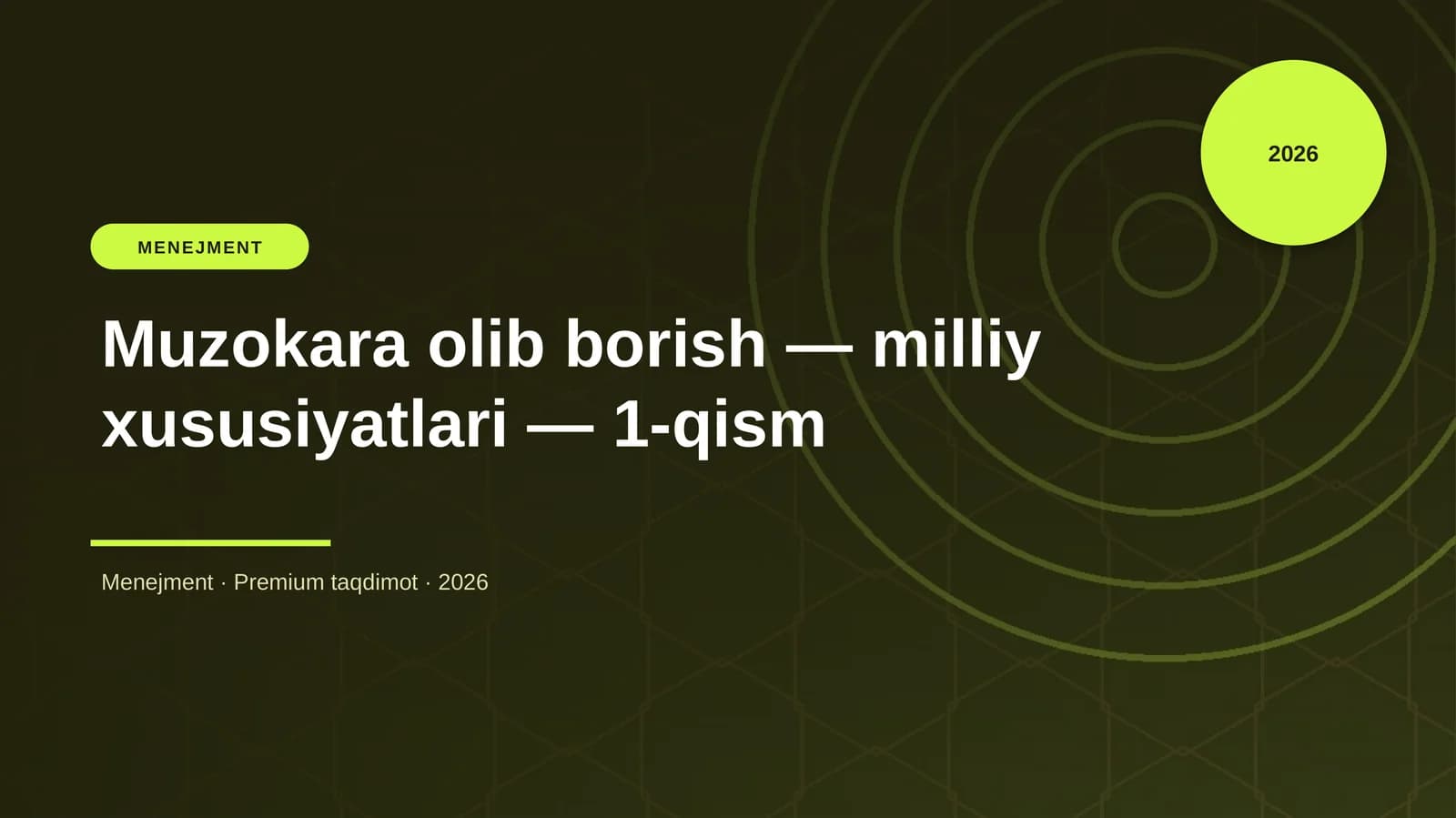 Muzokara olib borish — milliy xususiyatlari — 1-qism