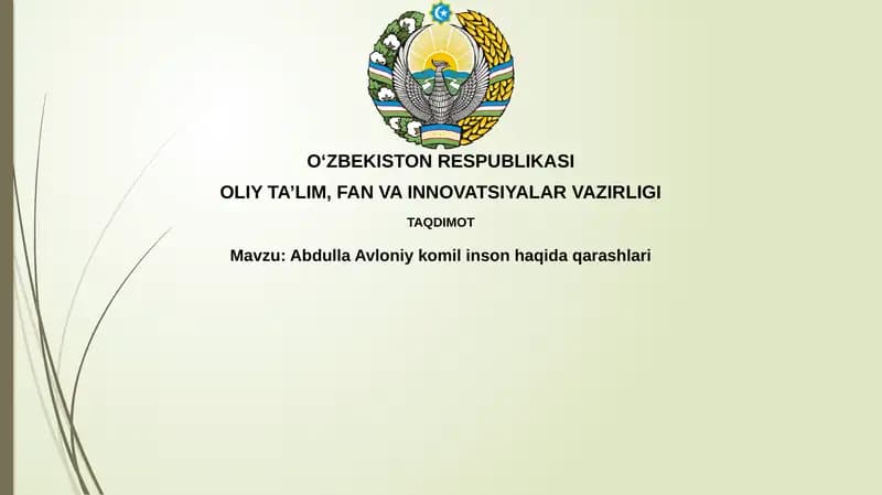 Abdulla Avloniy va ideal inson tushunchasi