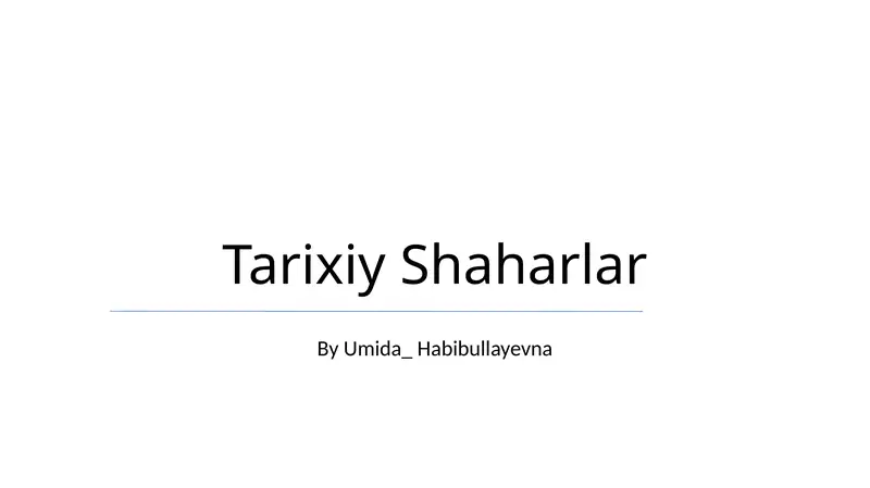 Tarixiy Shaharlar