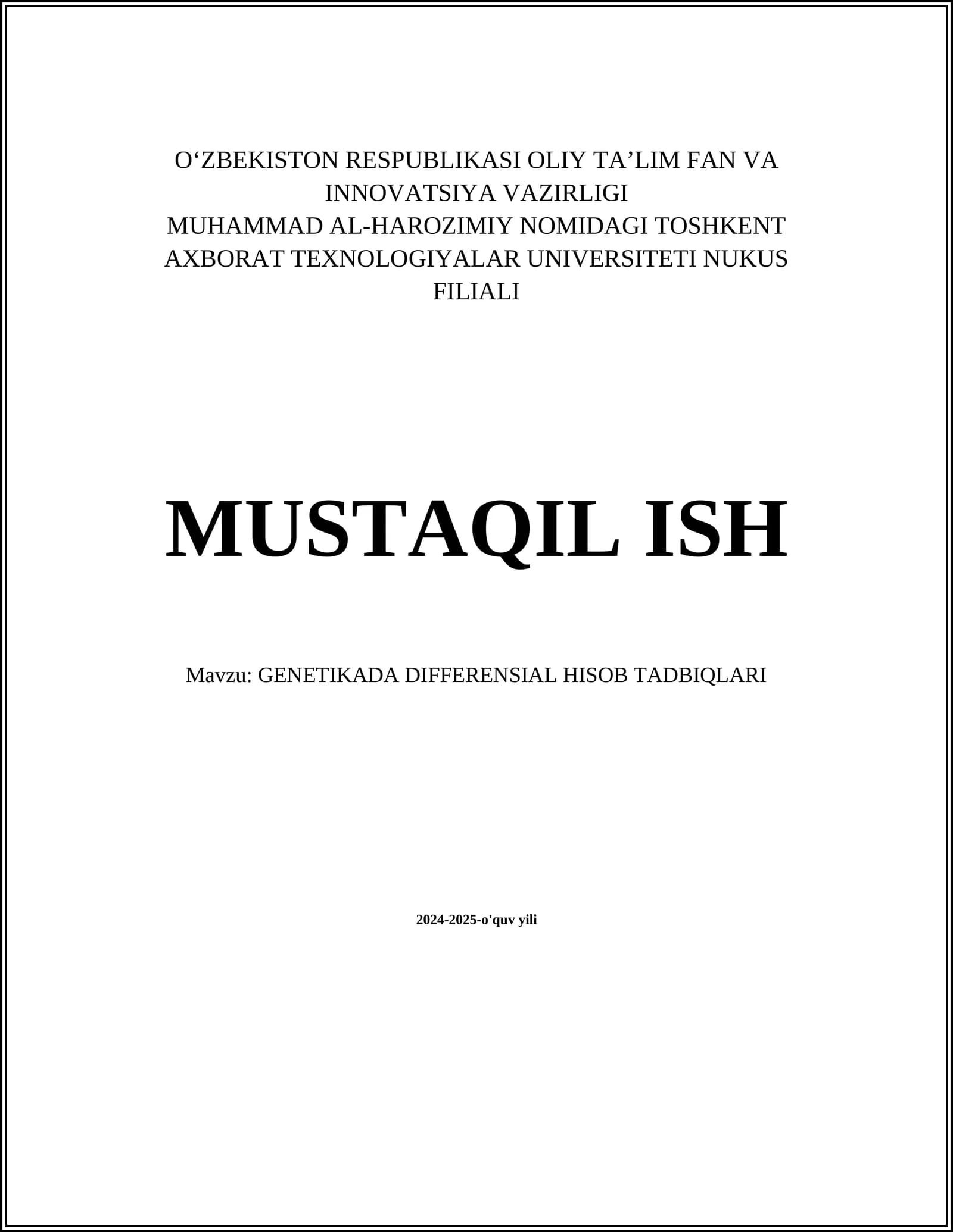 GENETIKADA DIFFERENSIAL HISOB TADBIQLARI