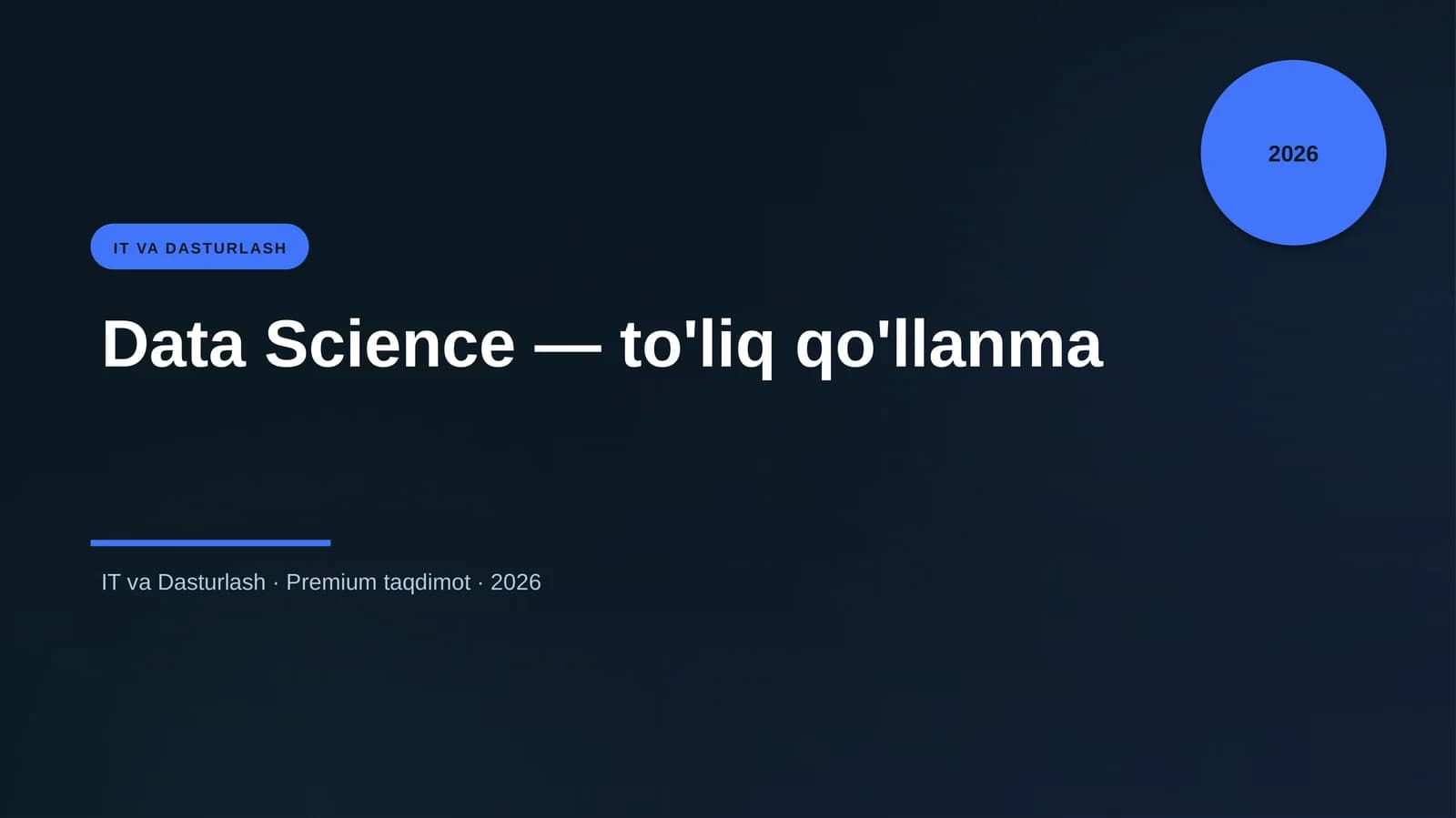 Data Science — to'liq qo'llanma