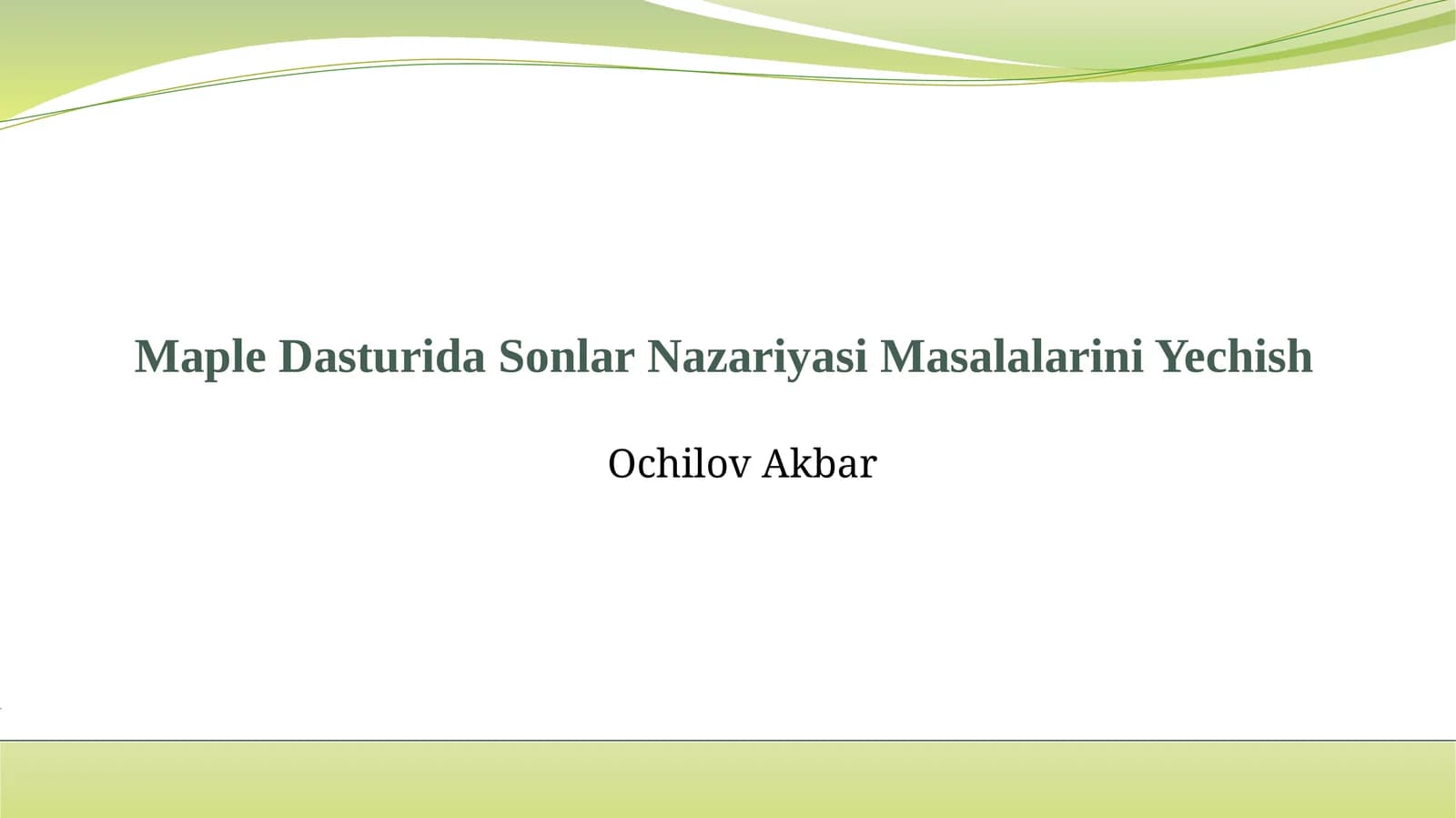 Maple Dasturida Sonlar Nazariyasi Masalalarini Yechish
