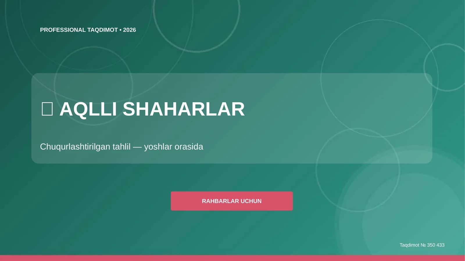 Aqlli shaharlar: chuqurlashtirilgan tahlil (yoshlar orasida) [rahbarlar uchun]