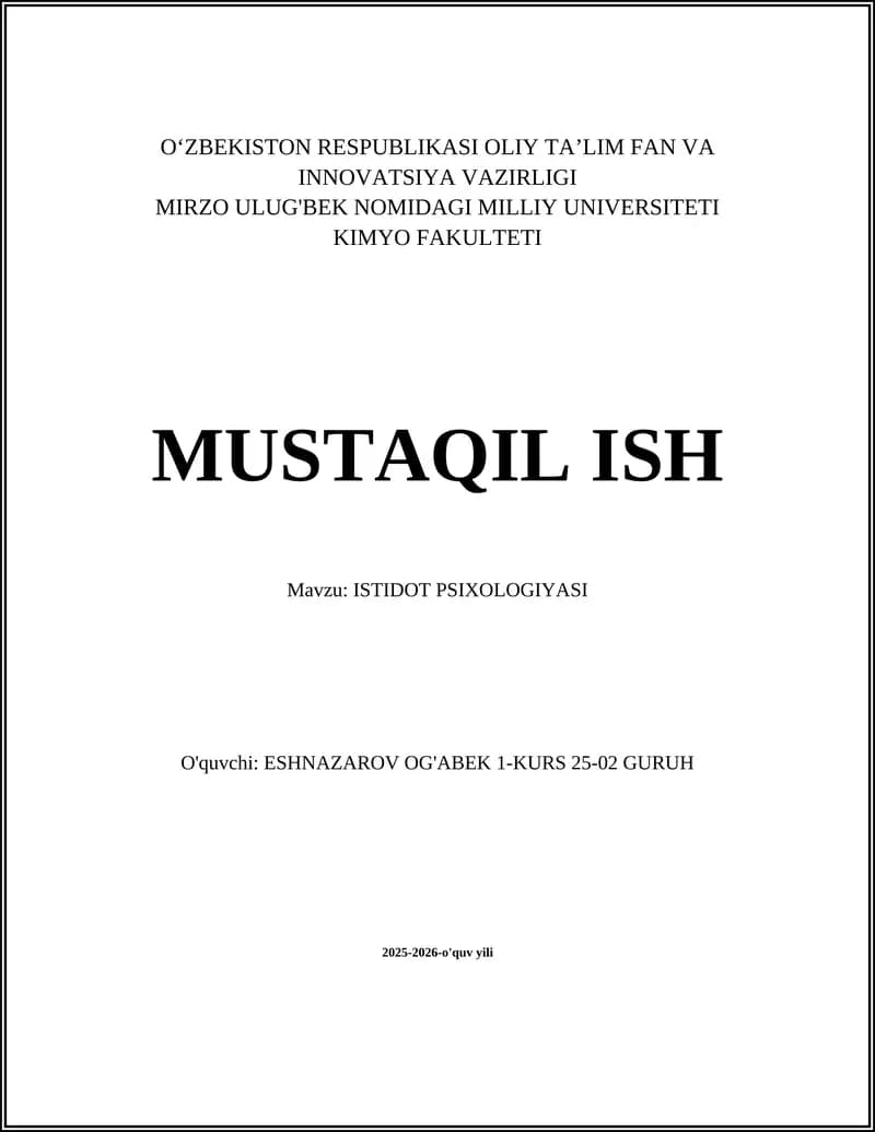 ISTIDOT PSIXOLOGIYASI