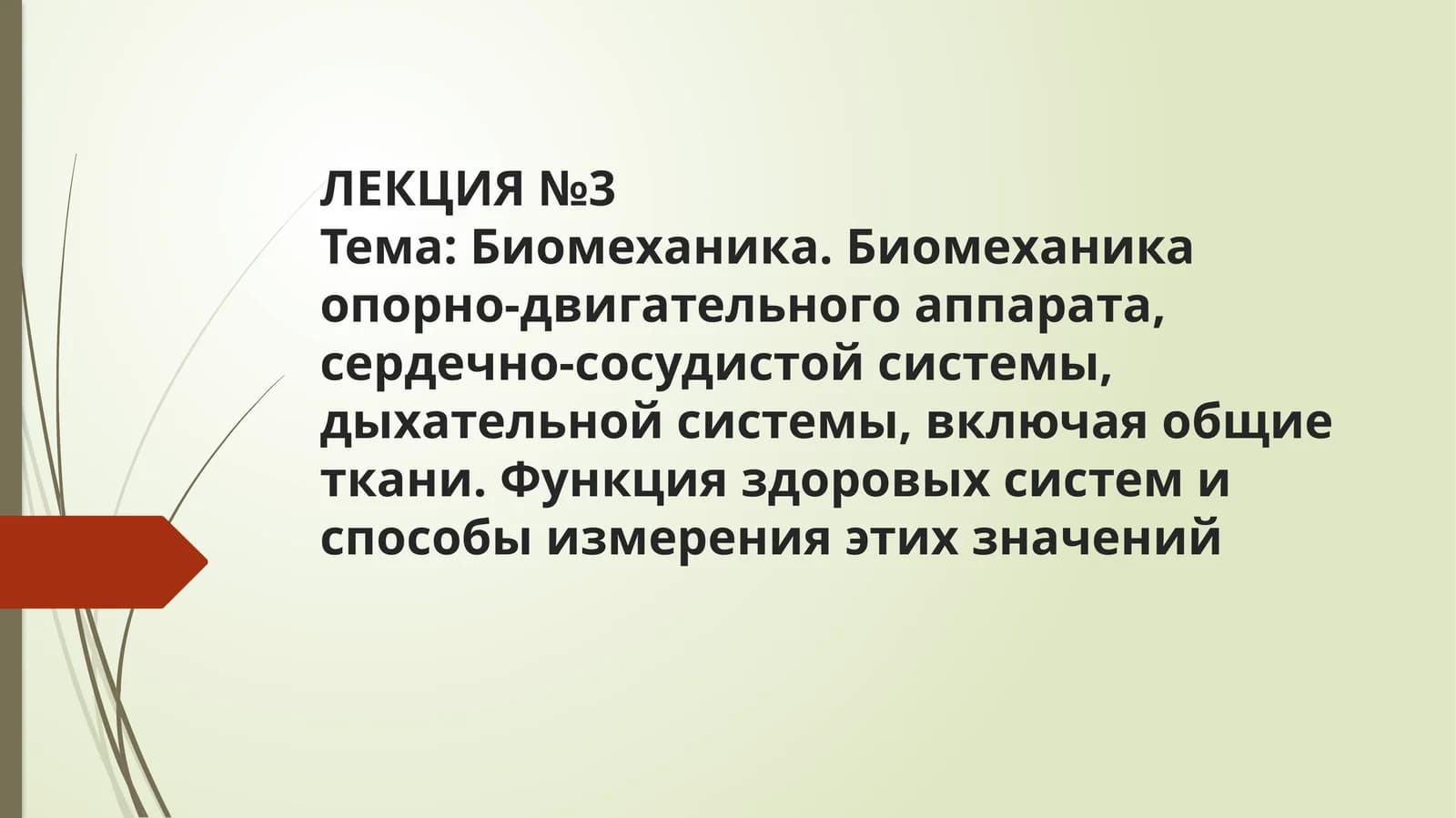 ЛЕКЦИЯ№3Тема: Биомеханика