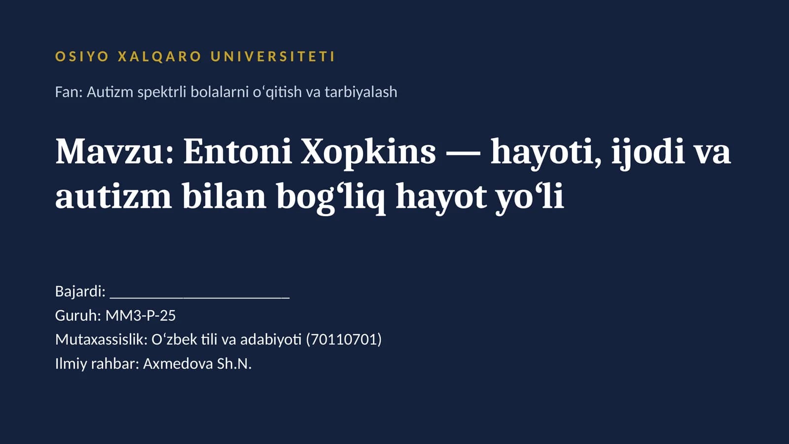 Entoni Xopkins hayoti va autizm
