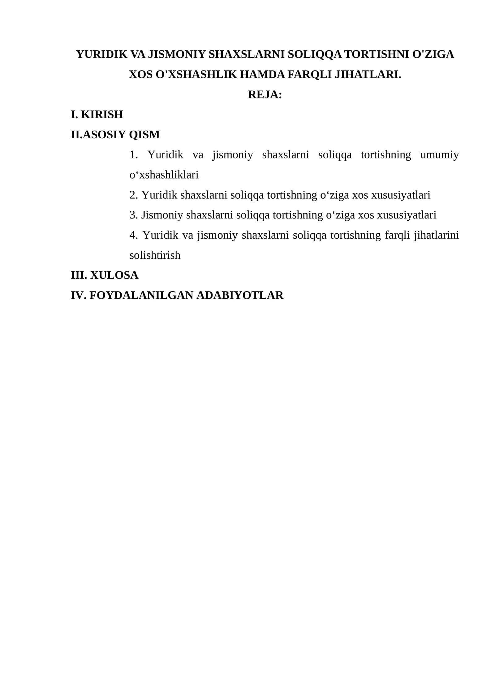 Soliqqa tortishning umumiy o‘xshashliklari