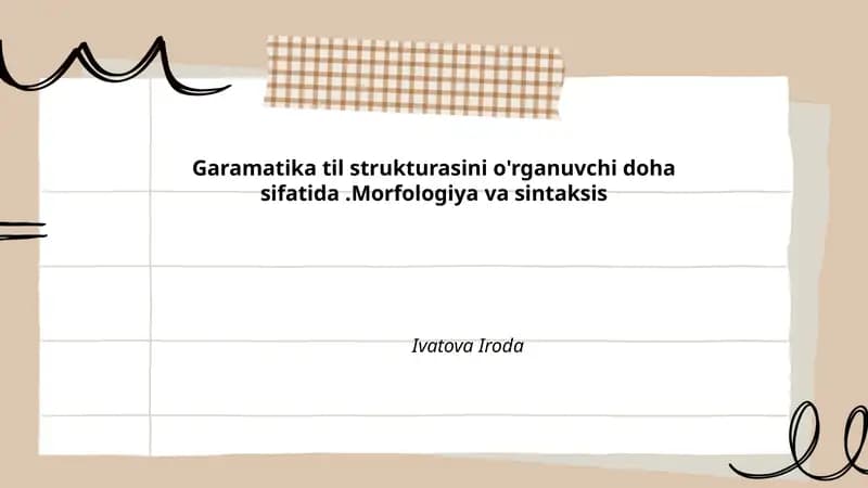 Morfologiya va sintaksis