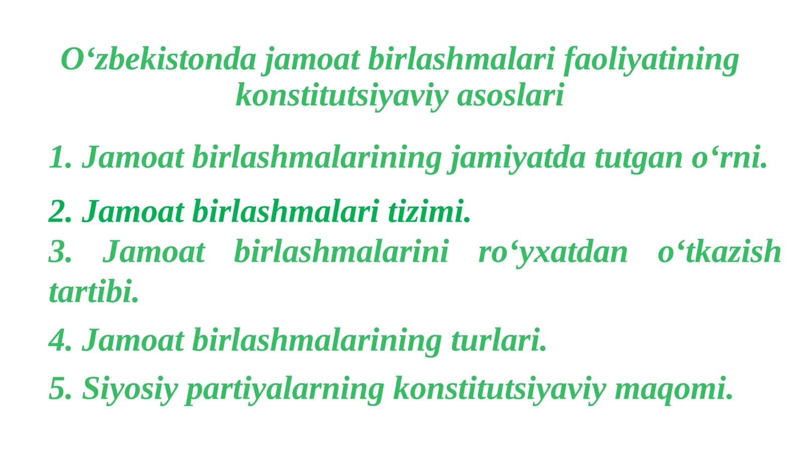 O‘zbekistonda jamoat birlashmalari faoliyatining konstitutsiyaviy asoslari