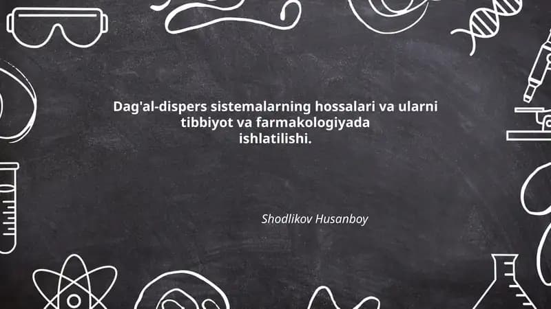 Dispers tizimlarning tasnifi