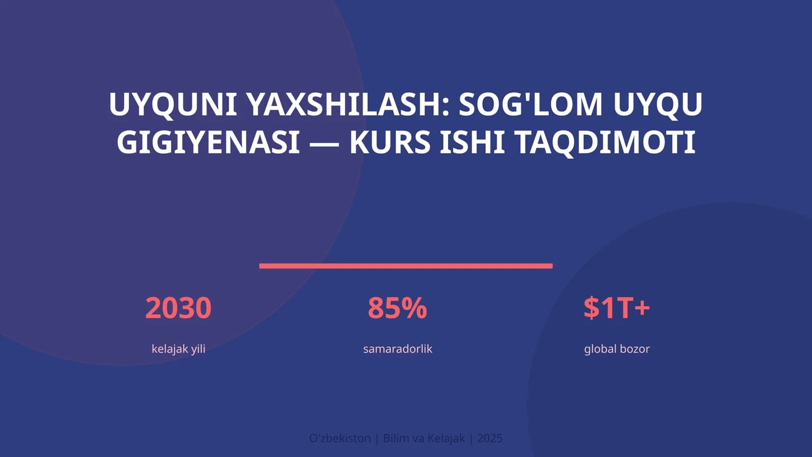 Uyquni yaxshilash: sog'lom uyqu gigiyenasi — kurs ishi taqdimoti