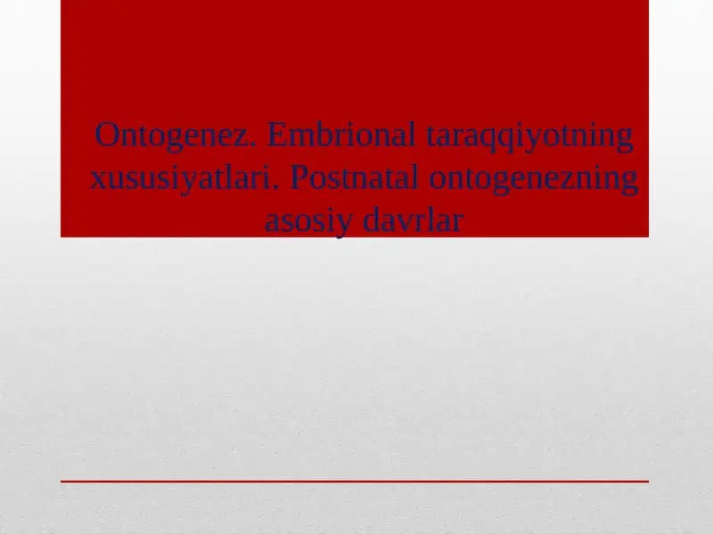 Ontogenez