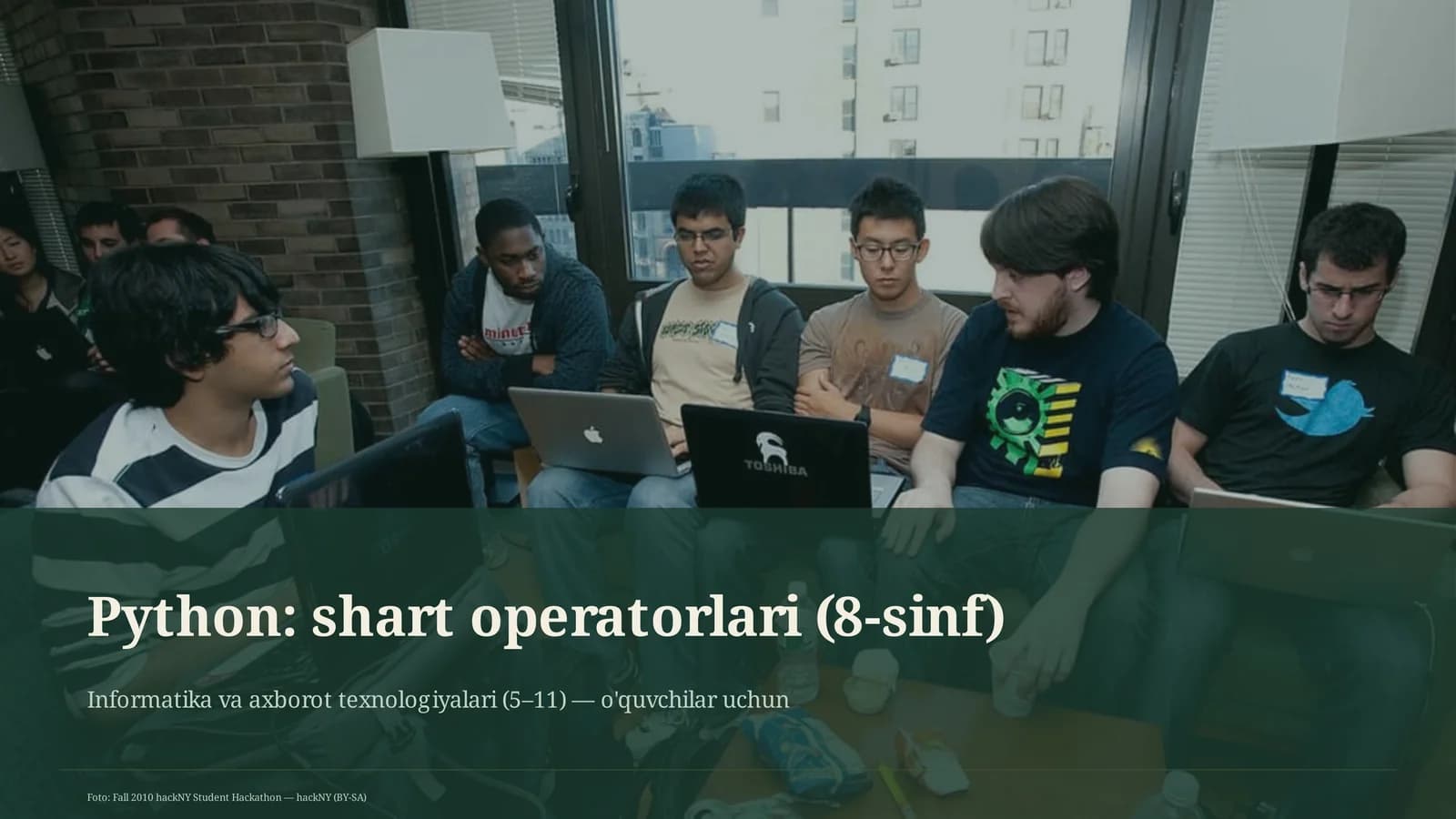 Python: shart operatorlari (8-sinf)