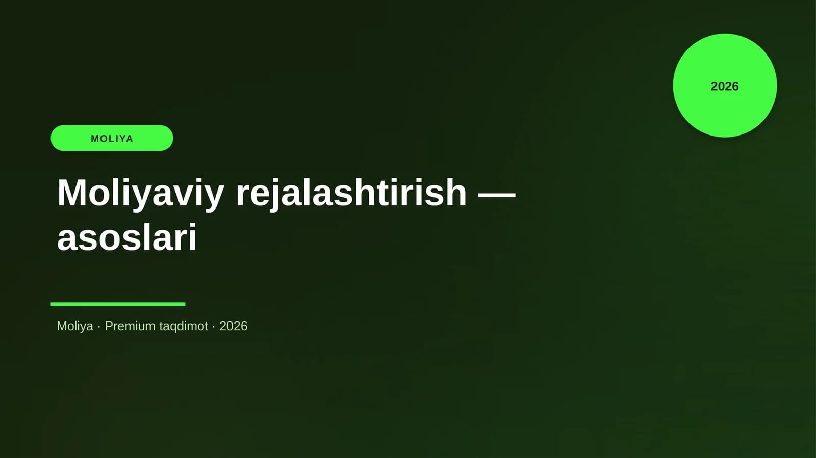Moliyaviy rejalashtirish — asoslari