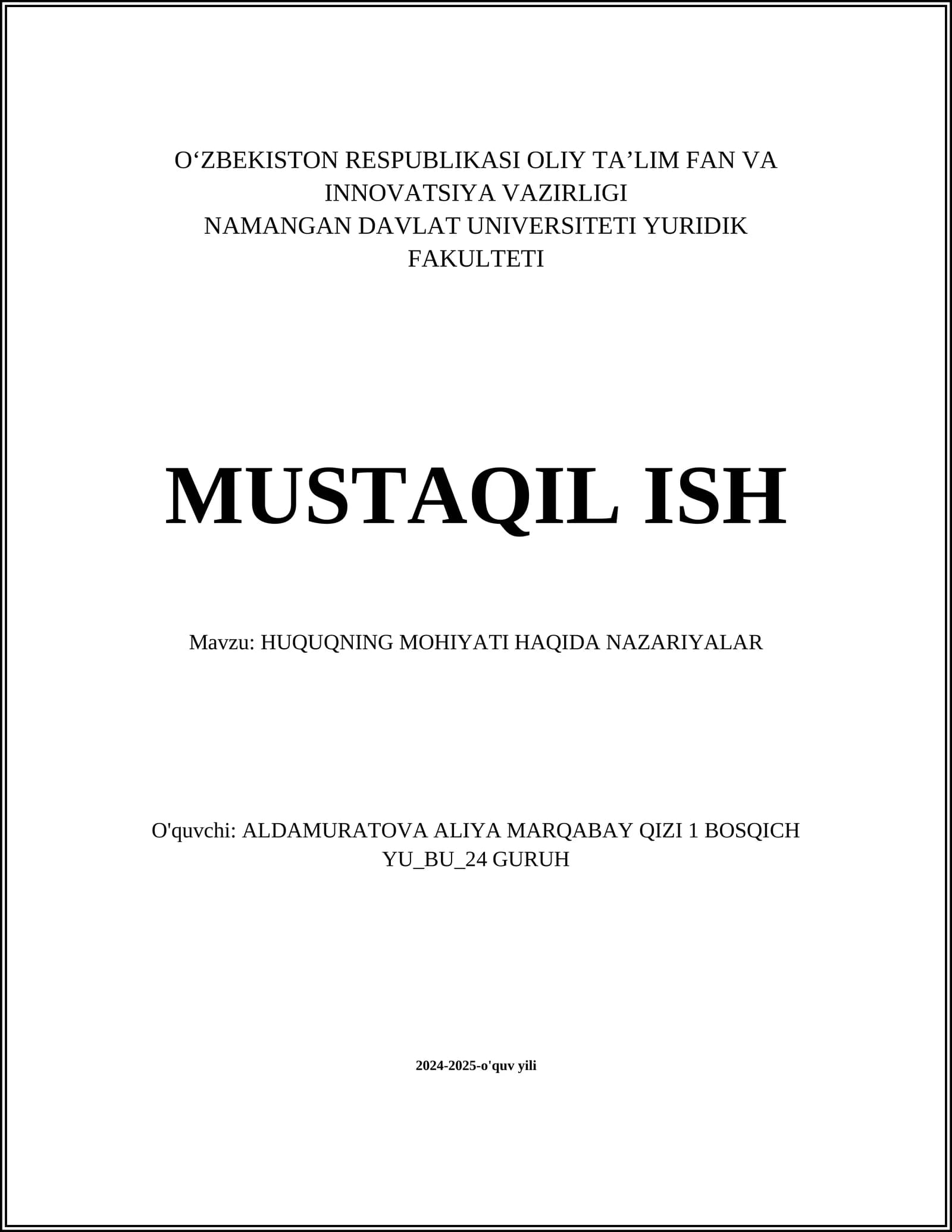 Huquqning Mohiyati Haqida Nazariyalar